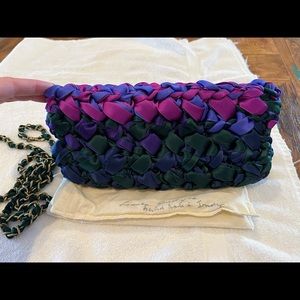 NWOT Lorenza Gandaglia hand woven ribbon clutch